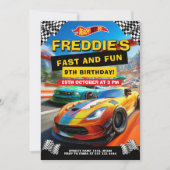 Invitation Voiture de course rapide et amusante voiture d'ann (Devant)