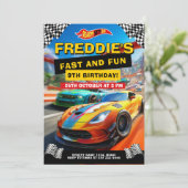 Invitation Voiture de course rapide et amusante voiture d'ann (Debout devant)