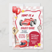 Invitation Voiture de course rapide pour premier anniversaire (Devant)
