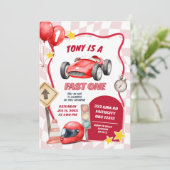 Invitation Voiture de course rapide pour premier anniversaire (Debout devant)