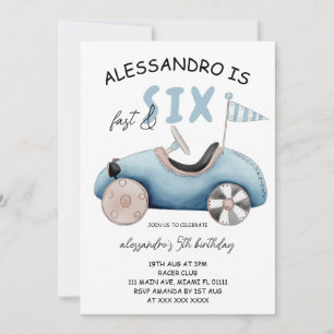 Invitation Voiture de course rétro Fast and Six 6e anniversai