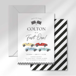 Invitation Voiture de course rétro Fast One pour le premier a