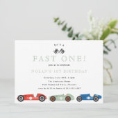 Invitation Voiture De Course Rétro Fast Un Thème Anniversaire (Debout devant)