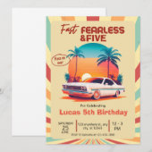 Invitation Voiture de course Rétro Rapide Sans Peur & Cinque (Devant / Derrière)