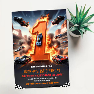 Invitation Voiture de course rouge 1er anniversaire