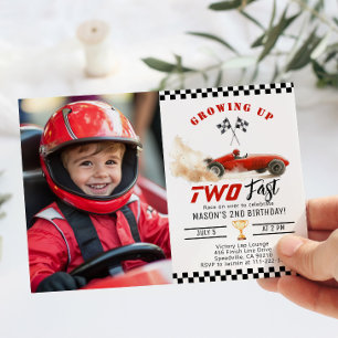 Invitation Voiture de course rouge En grandissant Deux rapide