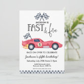 Invitation Voiture de course rouge flammes Fast & Five Fête d (Debout devant)