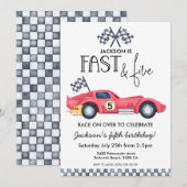 Invitation Voiture de course rouge flammes Fast & Five Fête d (Devant / Derrière)