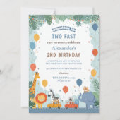 Invitation Voiture de course Safari 2e anniversaire (Devant)