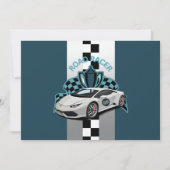 Invitation Voiture de course vert, noir et blanc anniversaire (Devant)