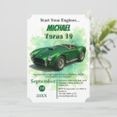 Invitation Voiture de course verte de fête d'anniversaire 10  (Debout devant)