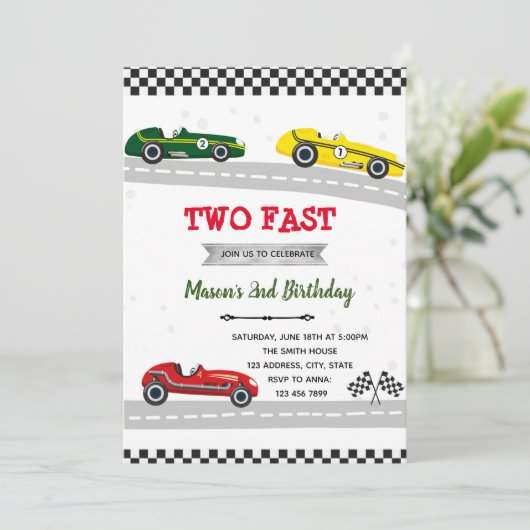 Invitation voiture de course vintage (Debout devant)