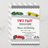 Invitation voiture de course vintage (Devant / Derrière)
