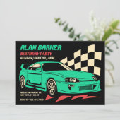 Invitation Voiture de course vintage (Debout devant)