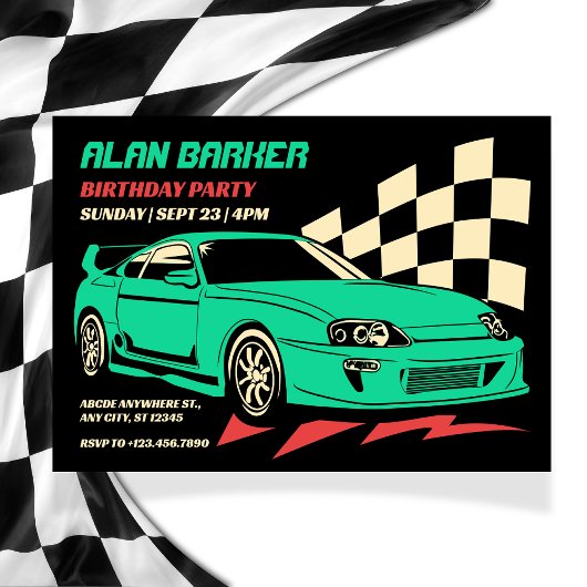 Invitation Voiture de course vintage