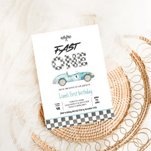Invitation Voiture de course vintage Fast ONE 1er anniversair