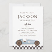 Invitation Voiture de course vintage Garçon 1er anniversaire (Devant)