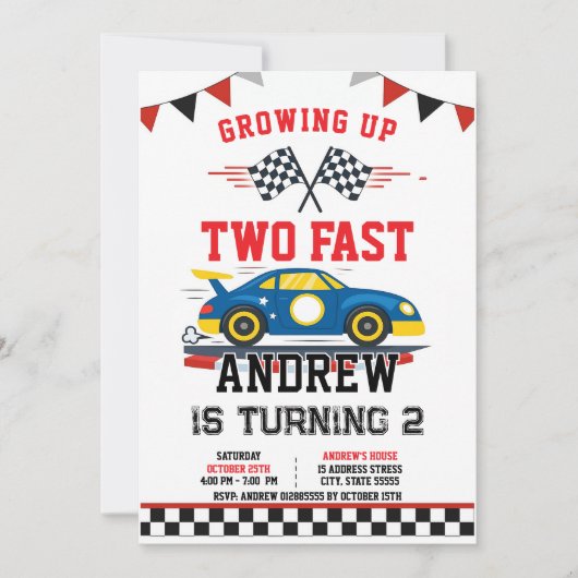 Invitation Voiture de course Vintage personnelle Anniversaire (Devant)