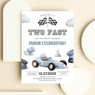 Invitation Voiture de course vintage pour 2e anniversaire