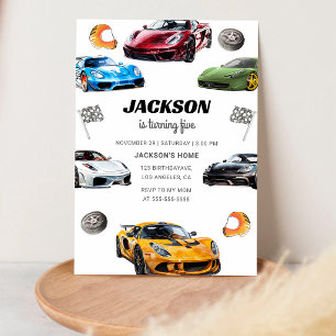 Invitation Voiture de course Vitesse Rouge 5ème Anniversaire