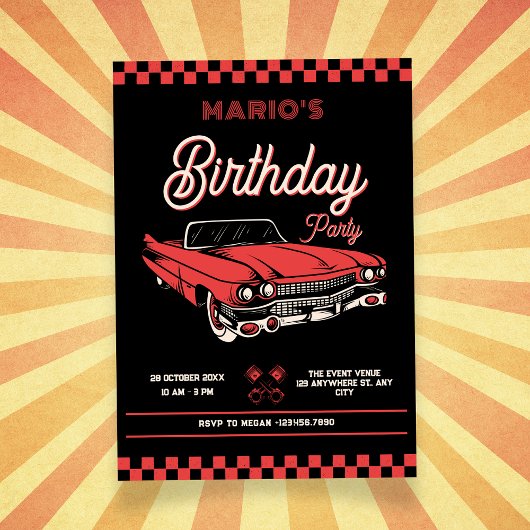 Invitation Voiture de naissance classique vintage