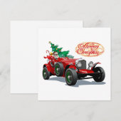 Invitation Voiture de Noël vintage (Devant / Derrière)