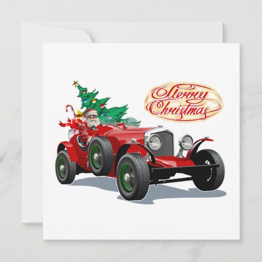 Invitation Voiture de Noël vintage (Devant)