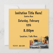 Invitation Voiture de sport classique (Dos)
