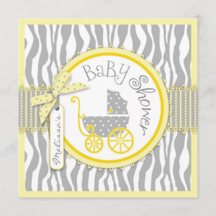 Invitation Voiture d'enfant de GARÇON, copie de zèbre, baby