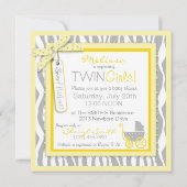 Invitation Voiture d'enfant JUMELLE, baby shower de jaune (Dos)