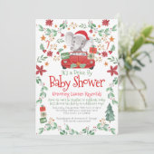 Invitation Voiture éléphante de Noël par Baby shower Invitati (Debout devant)