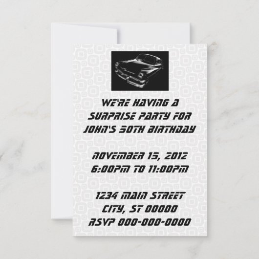 Invitation Voiture Flash Noir Anniversaire V2 (Dos)