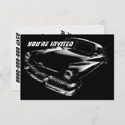 Invitation Voiture Flash Noir Anniversaire V2 (Devant / Derrière)