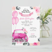 Invitation Voiture Floral Rose Roses Rustique Élégant (Debout devant)