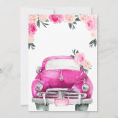 Invitation Voiture Floral Rose Roses Rustique Élégant (Dos)