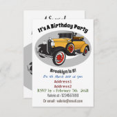 Invitation Voiture jaune classique 1931 (Devant / Derrière)