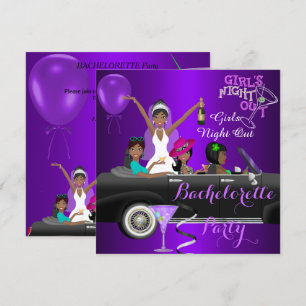 Invitation Voiture limousine violette pour fête de Bacheloret