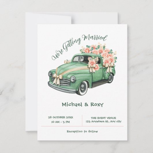 Invitation Voiture Mariage classique (Devant)