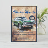 Invitation Voiture Muscle Classique Anniversaire (Debout devant)