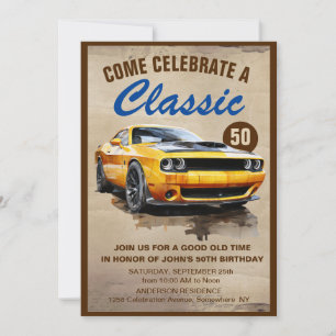 Invitation Voiture Musculaire Classique Simple Cinquante Anni