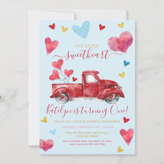 Invitation Voiture Par Blue Valentine Hearts Boy Anniversaire (Devant)