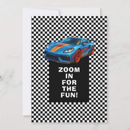 Invitation Voiture Race excitante fête d'anniversaire (Dos)