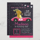 Invitation voiture Racer (fille) (Devant / Derrière)