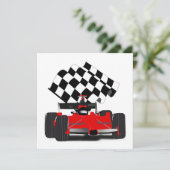 Invitation Voiture Red Race avec drapeau À damiers (Debout devant)