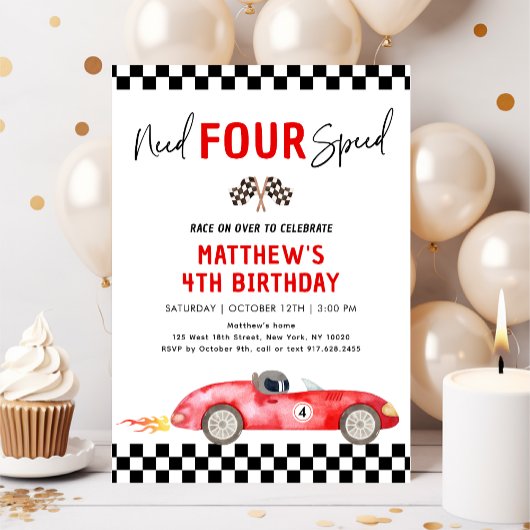 Invitation Voiture Red Race Besoin de quatre vitesses quatriè