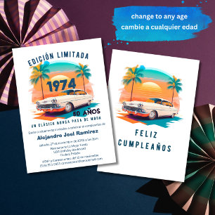 Invitation Voiture Rétro Classique Espagnole Vintage Annivers
