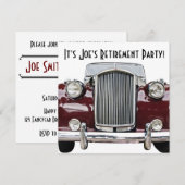 Invitation Voiture Rétro Classique Retraite ou Anniversaire (Devant / Derrière)