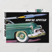 Invitation Voiture Retro & Rocket Anniversaire (Devant / Derrière)