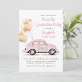 Invitation Voiture Rose Par Partie De Graduation (Debout devant)