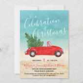 Invitation #Voiture rouge Vintage tropicale #Célébration de N (Devant)